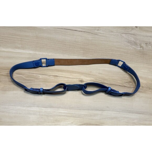 Louis Vuitton Women’s Leather Belt Blue Adjustable Hook Front 31”-34” - Picture 3 of 16